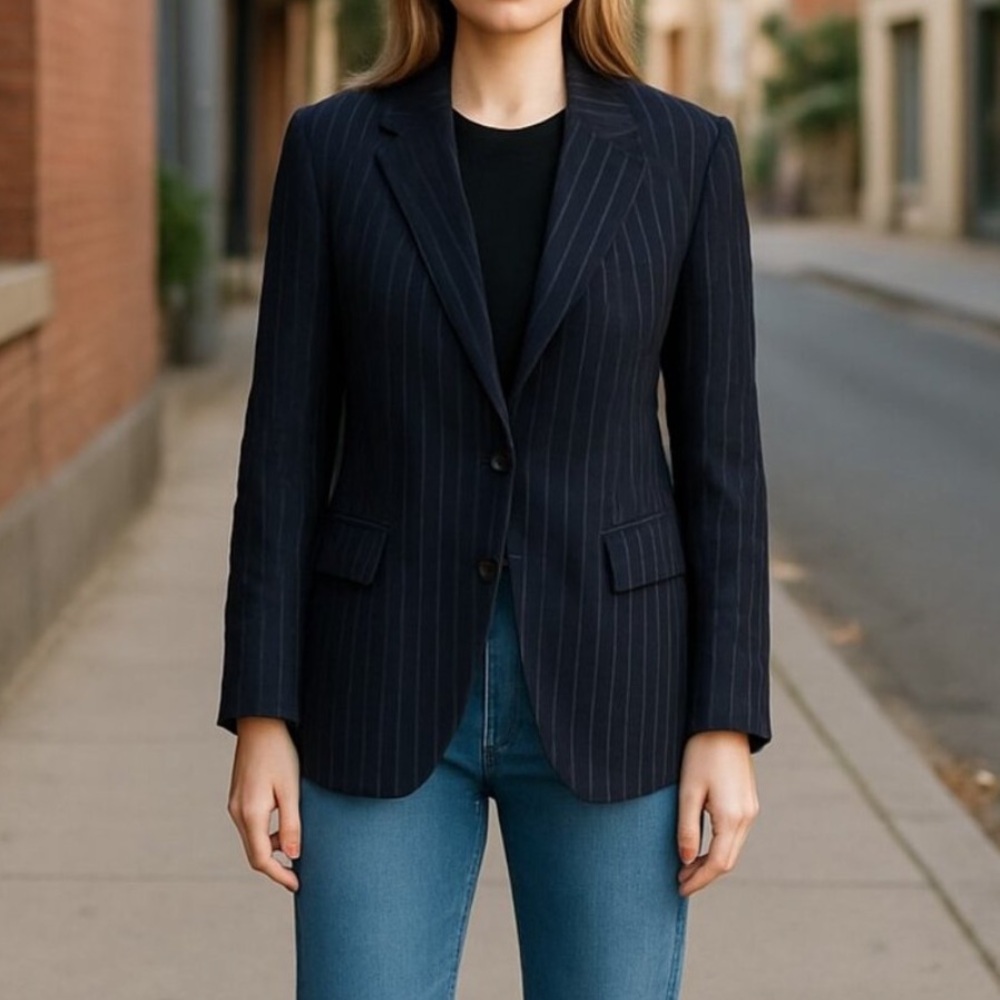 NWT EXPRESS Striped Relax Fit One Button Blazer